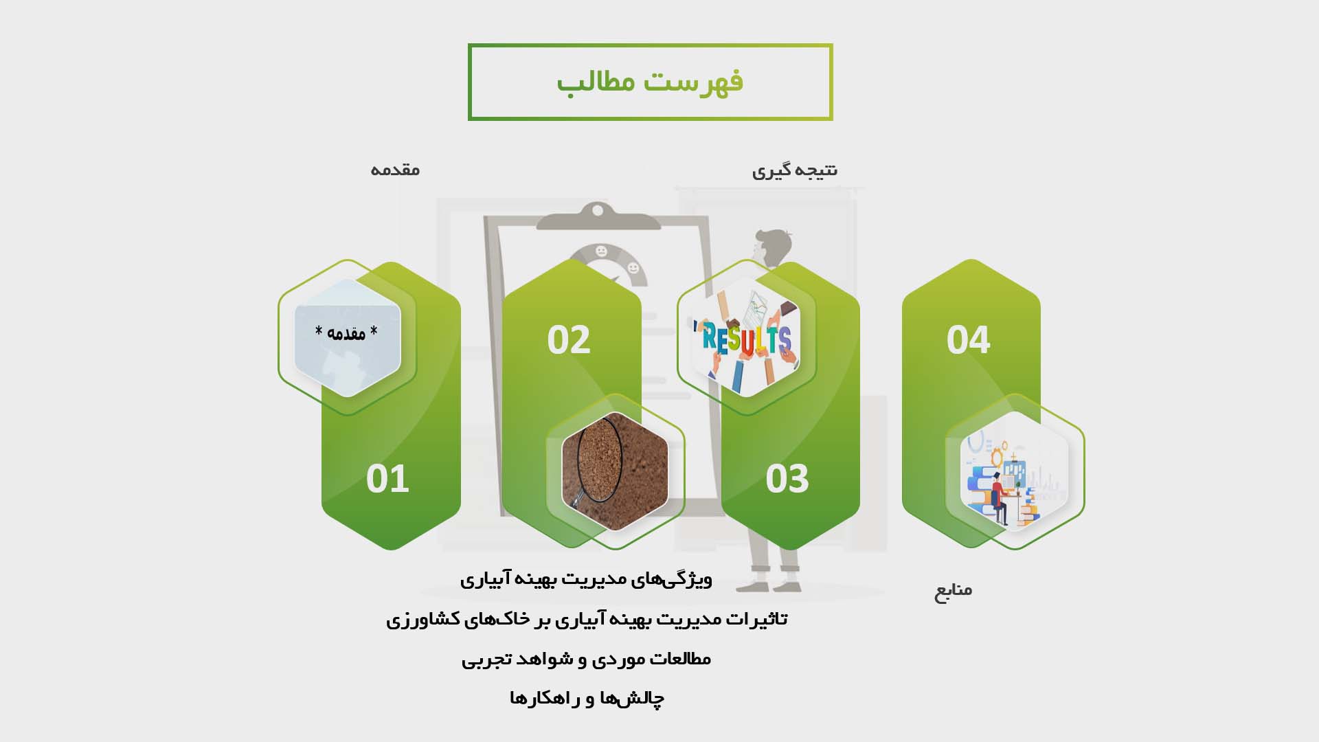 پاورپوینت در مورد تاثیر مدیریت بهینه آبیاری بر بهبود خاک‌های کشاورزی